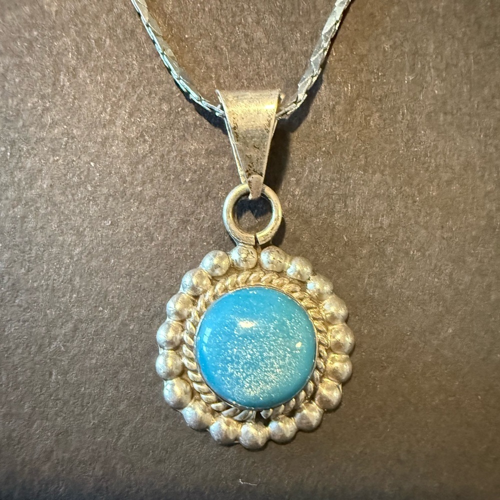 Monet Silver Necklace with Blue Pendant - Picture 3 of 7